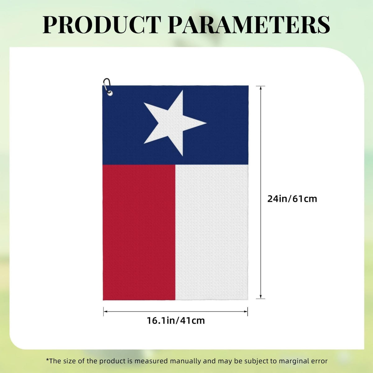 Texas Flag Golf Towel Microfiber Golf Accessory with Carabiner - 24x16 Inches