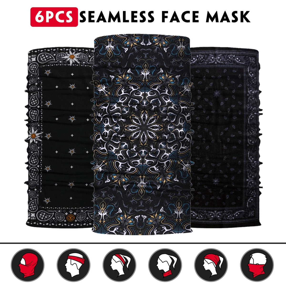Breathable Neck Gaiter Face Mask - Multi-Use Seamless Bandana & Headwrap