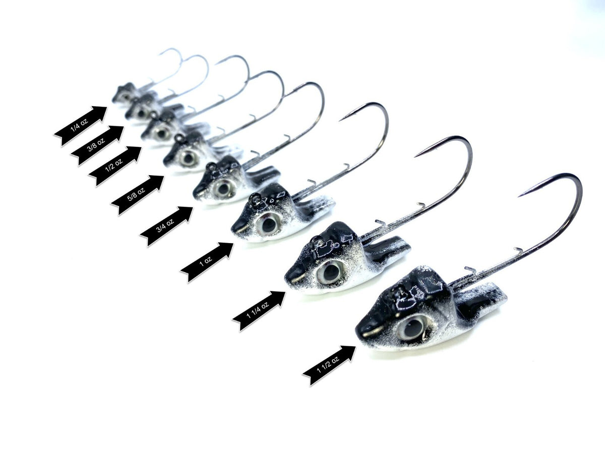Ledge Knocker Swimbait Jig Heads with 3D Eyes - Multiple Weights & Hooks
