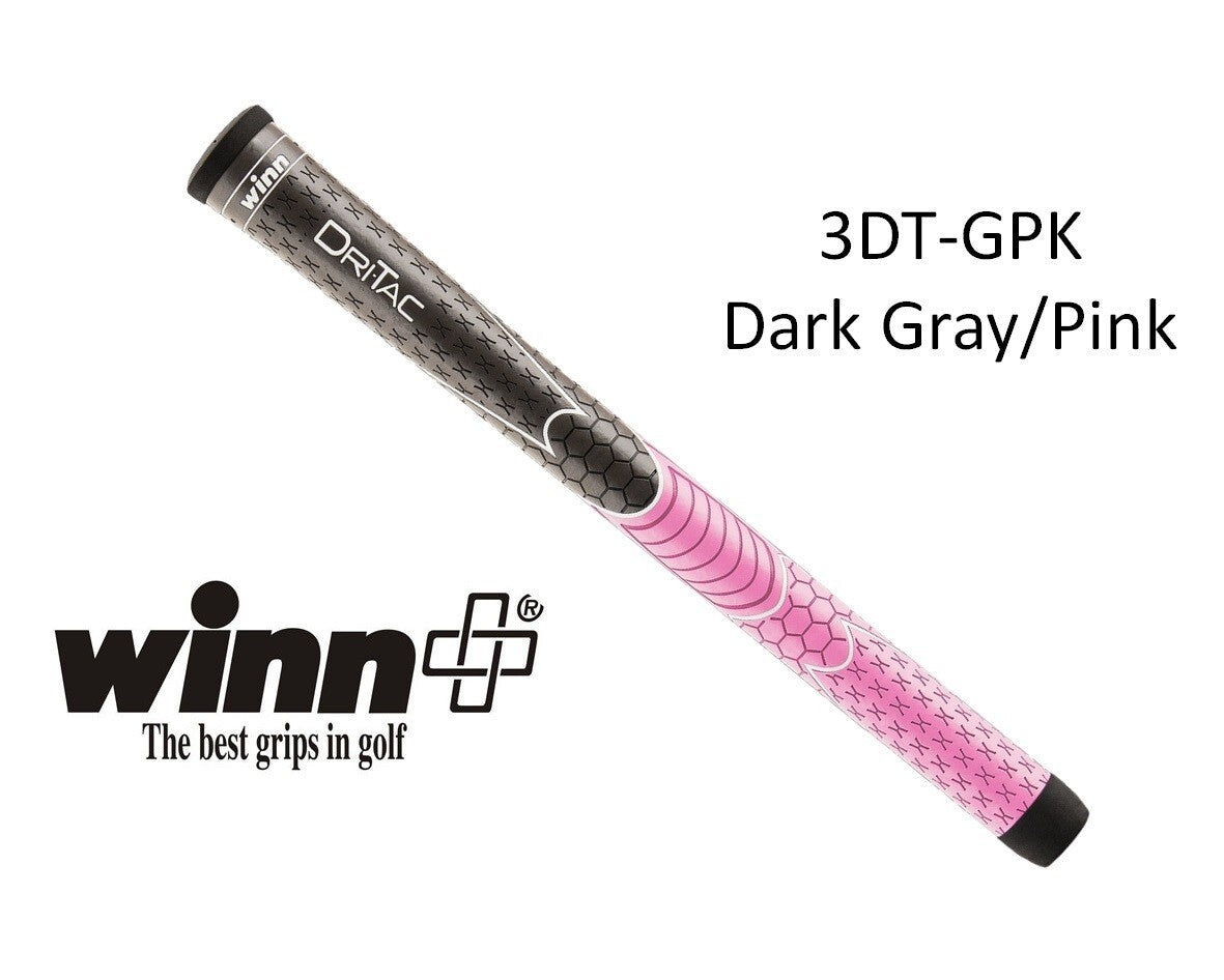 Women’s Golf Grip Set - 9 Pink and Grey Winn Dri-Tac Replacement Grips