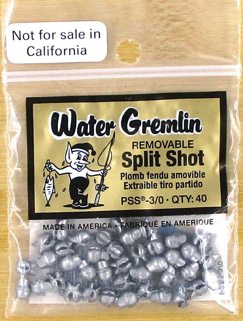 6-Pack Removable Split Shot Sinkers for Fishing Tackle - Size PSS-3/0