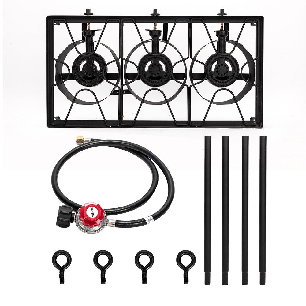 Portable 225,000-BTU 3 Burner Gas Camping Stove Grill Outdoor Cooker