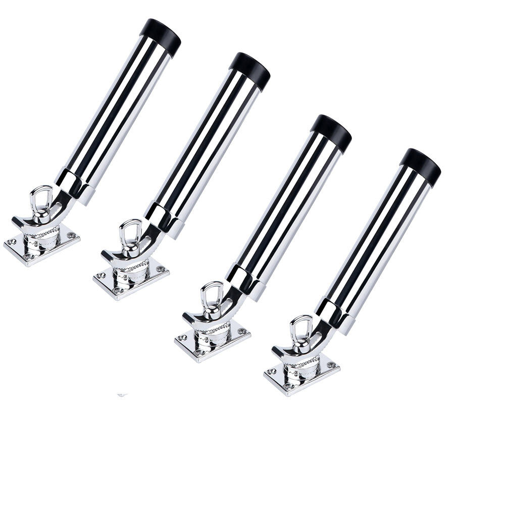 4-Pack Stainless Steel Boat Fishing Rod Holders 360° Rotation Outrigger Mounts