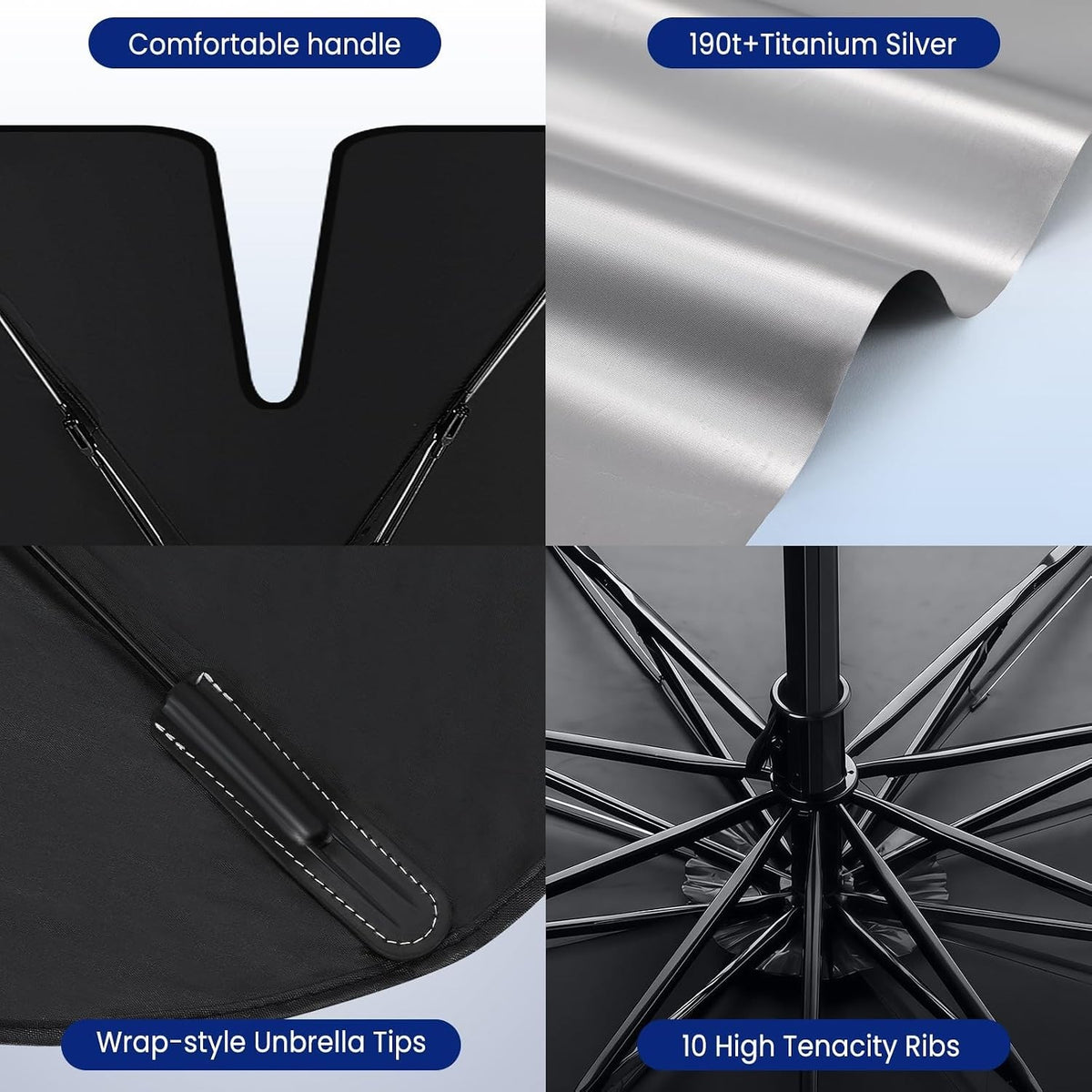 Foldable Car Windshield Sun Shade Umbrella for Front Windows - Large UV Blocker