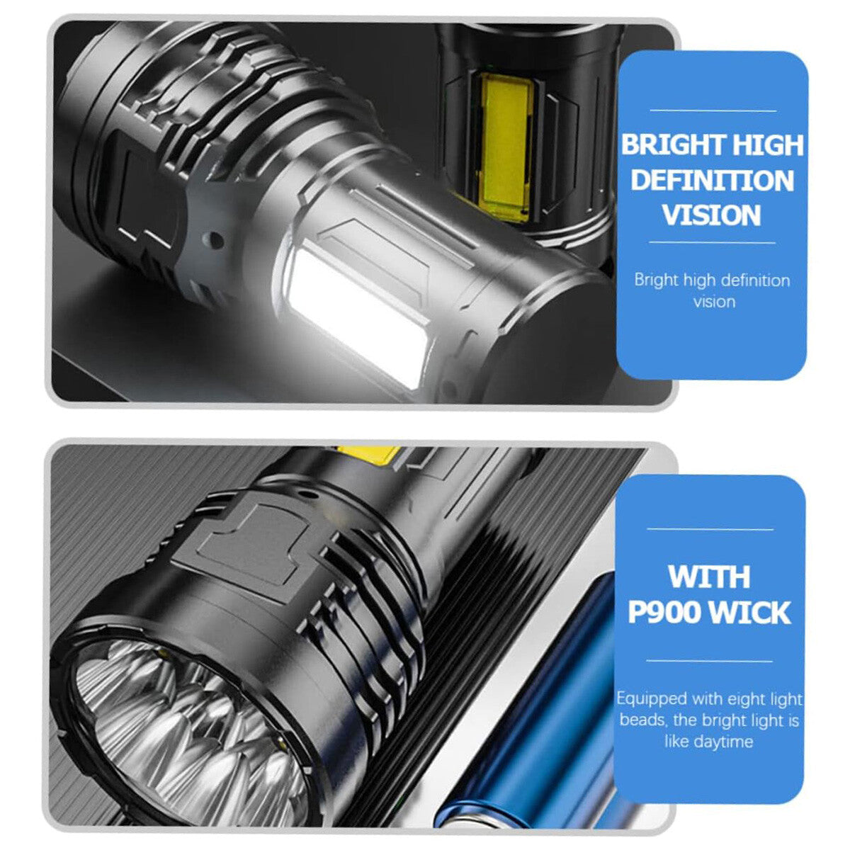High Power Rechargeable LED Flashlight 12000000LM Tactical Torch USB