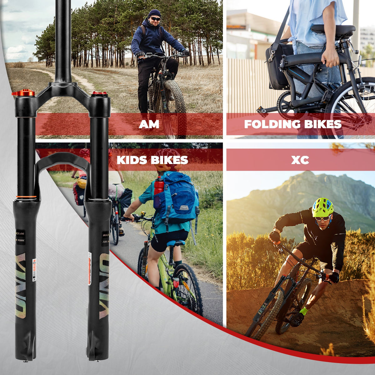 Kids 24-Inch MTB Suspension Fork Air Spring Disc Brake QR Lockout