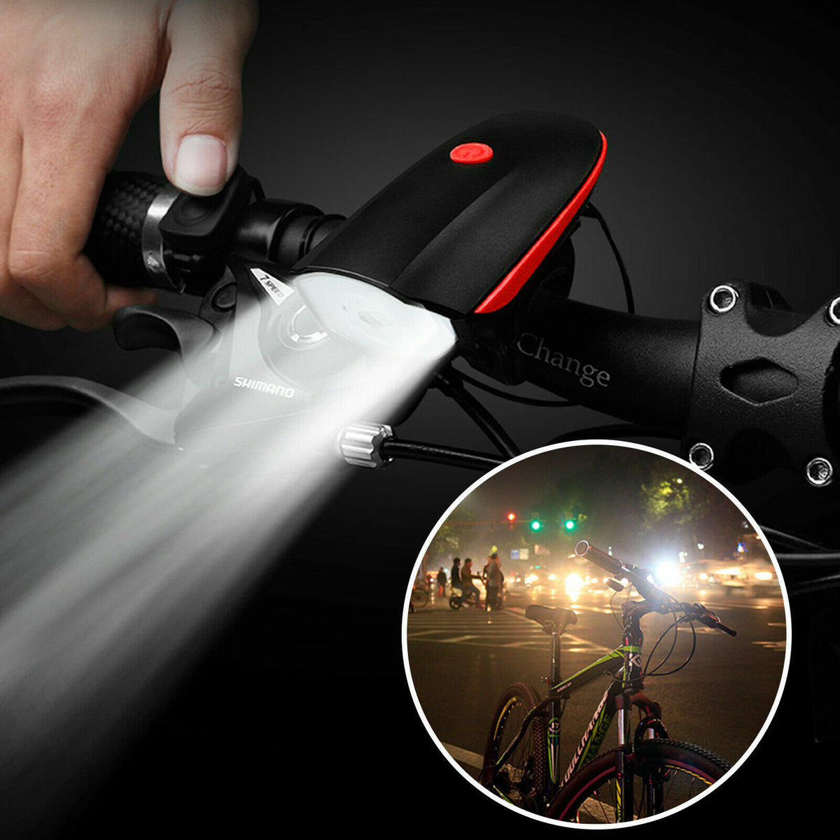 Rechargeable Bright LED Bike Light Set with Horn & Taillight for Cycling