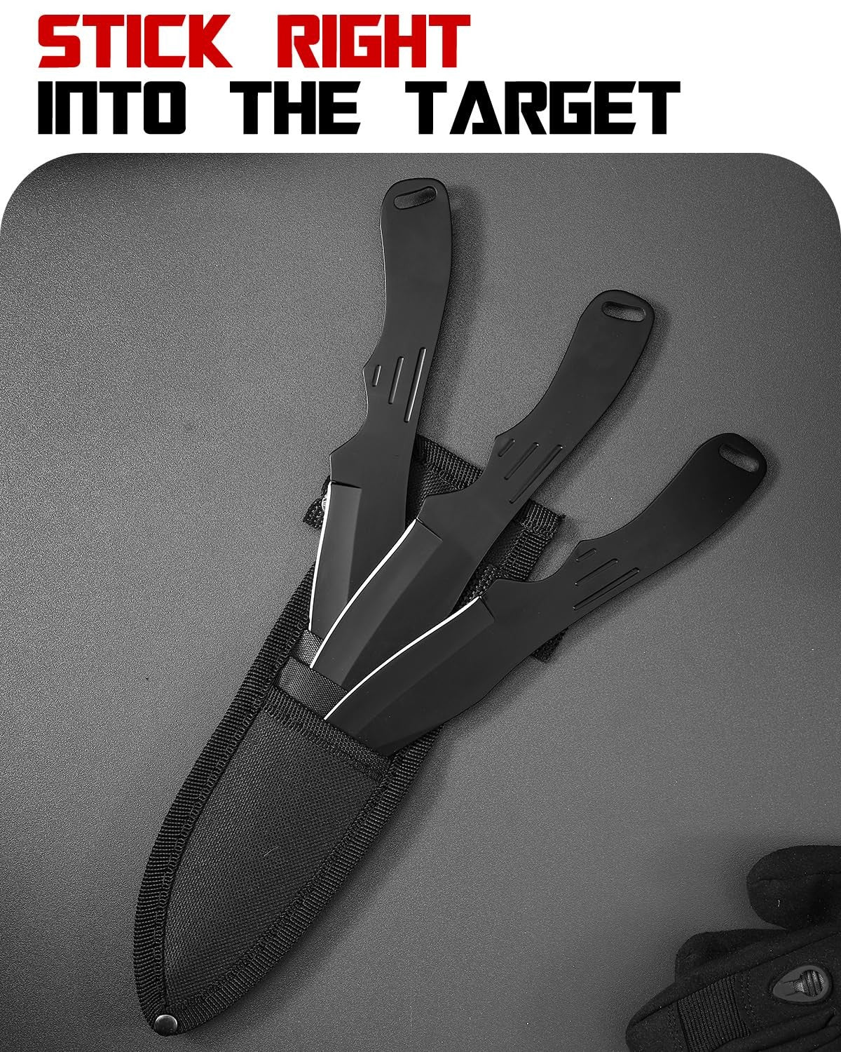 3-Piece Stainless Steel Kunai Throwing Knife Set with Nylon Sheath - Well Balanced for Target Practice