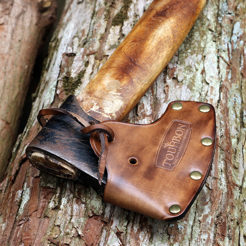 Leather Axe Sheath Cover for Hunting & Camping - Brown