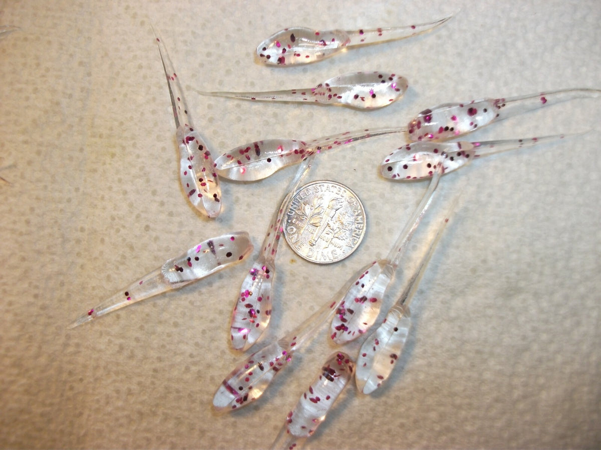 Pink Glitter Soft Plastic Minnow Baits for Crappie & Bass Fishing - 1 3/4"