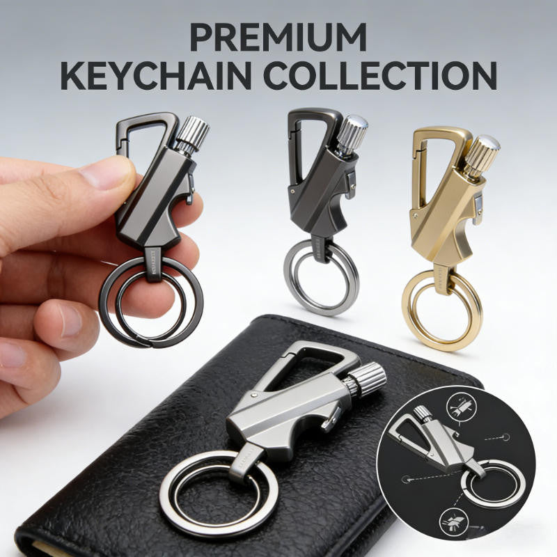 Portable Waterproof Metal Match Lighter with Keychain & Bottle Opener Set