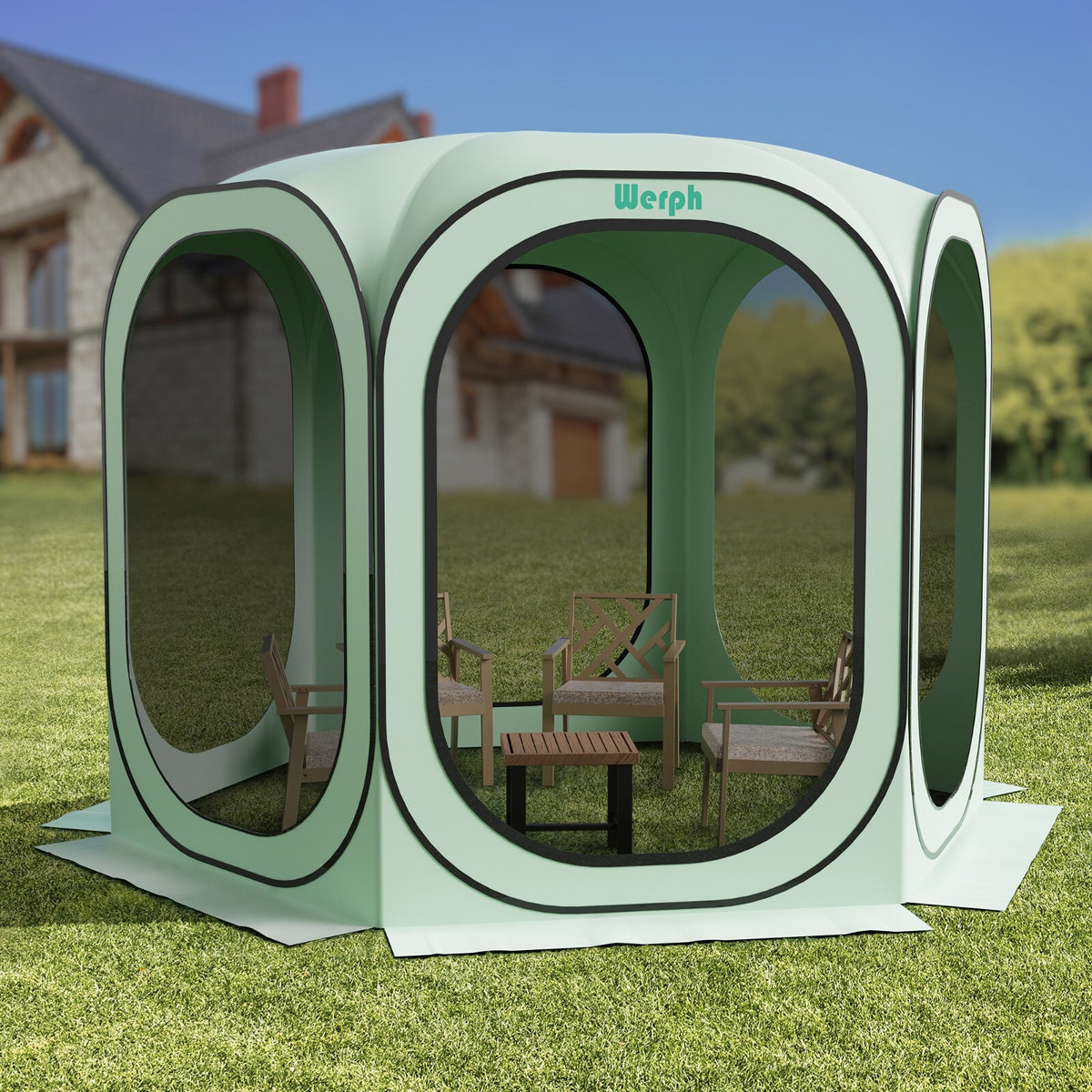 10x10 Pop Up Screen Tent Canopy with Mosquito Net for Camping & Outdoor