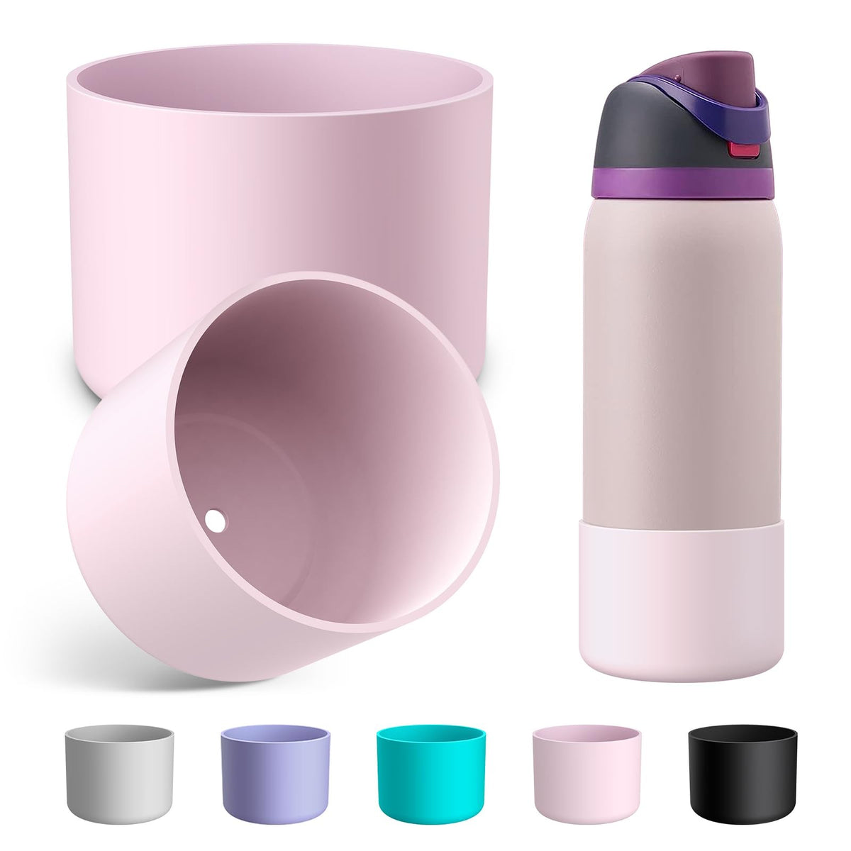 Silicone Water Bottle Boots 2 Pack for 32oz Owala Water Bottles - Anti-Slip Protective Sleeve