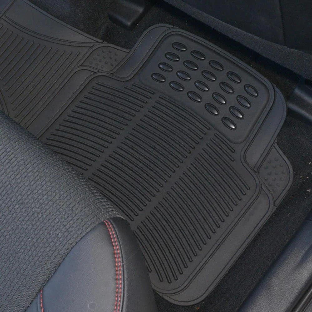 Heavy Duty Rubber Rear Floor Mats for Vehicles - All Weather Trimmable, Non-Slip Protection