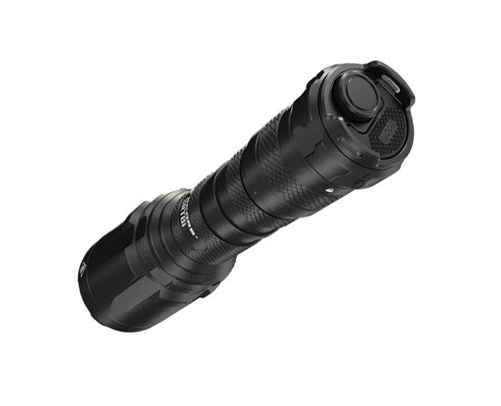 Rechargeable LED Tactical Flashlight with Clip - Black Aluminum, 2100 Lumens