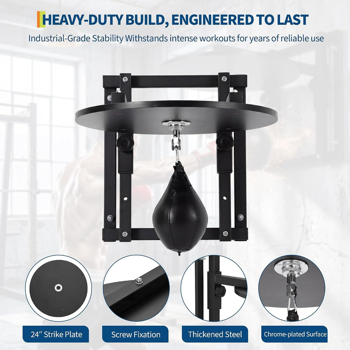 24-Inch Speed Bag Platform Kit with 360° Swivel Wall Mount Boxing Stand