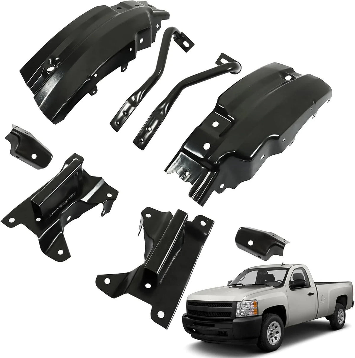 8Pcs Front Bumper Support Bracket Set for Chevrolet Silverado 1500 2007-2013