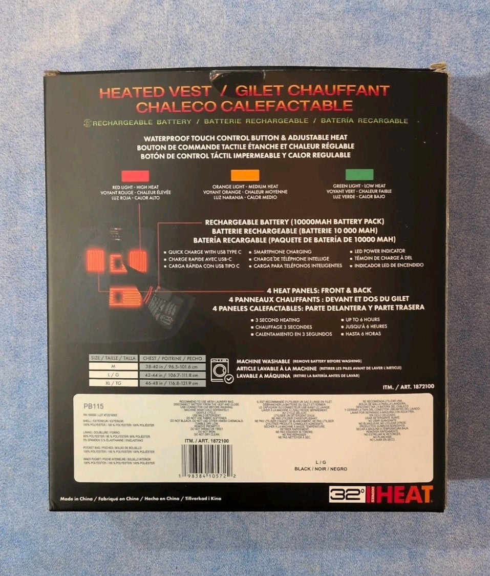 Rechargeable Heated Vest for Men - Large L/G Black