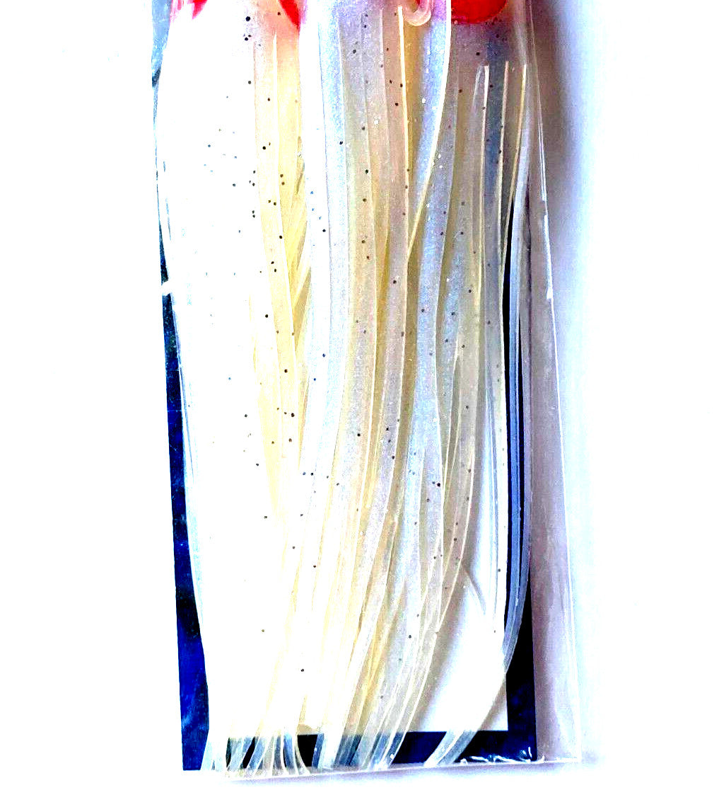 Pearl Glow Squid Baits - 4.5 Inch Fishing Lures for Salmon and Larger Gamefish (4 Pack)