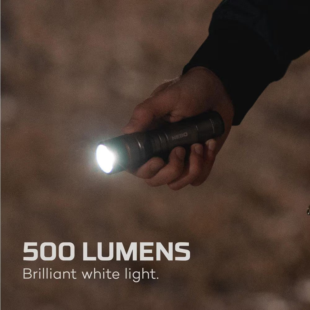 LED Tactical Flashlight 500 Lumens Handheld Aluminum Flashlight with 3 Batteries