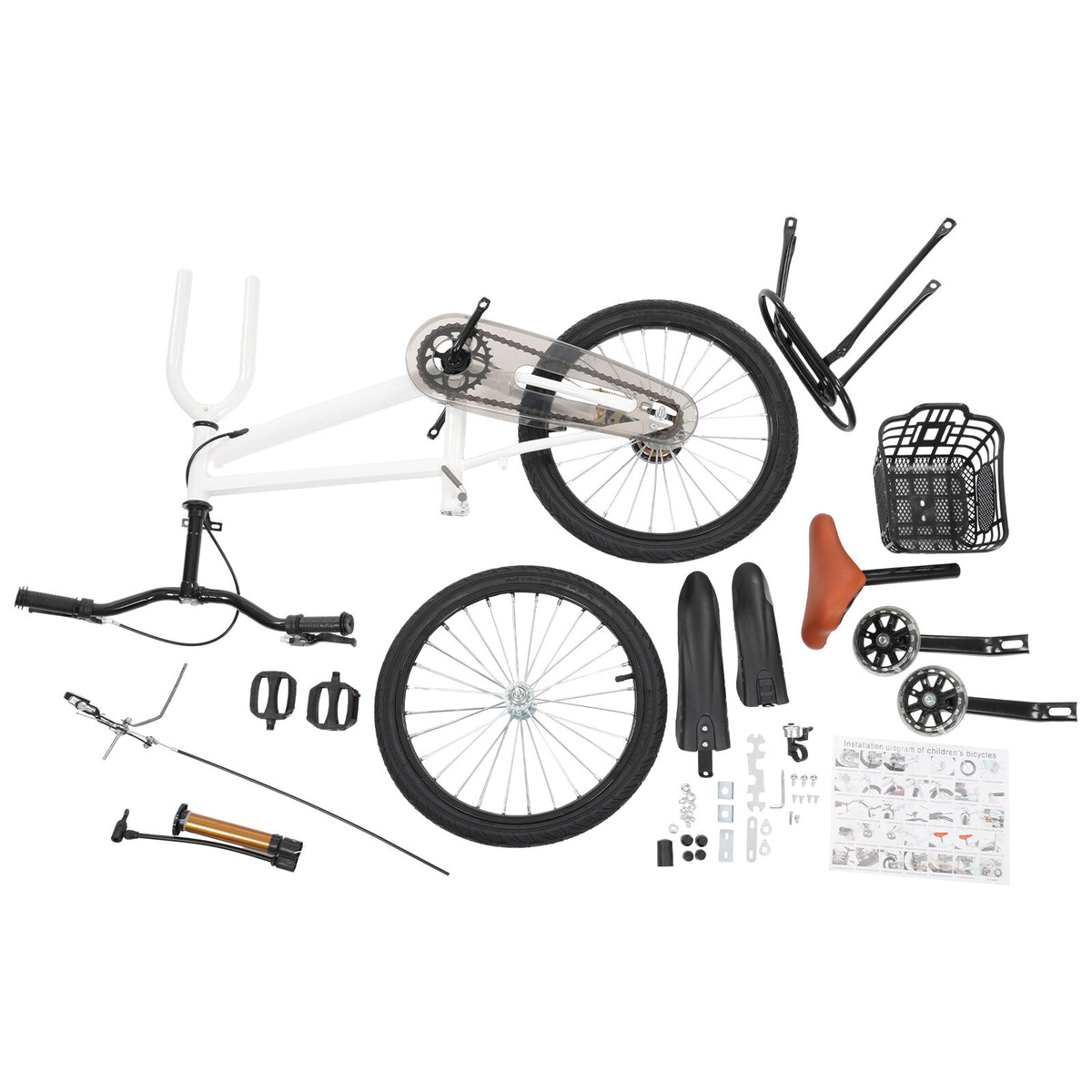 18 Inch Kids Bicycle with Training Wheels & Basket for Children 6-8 Years