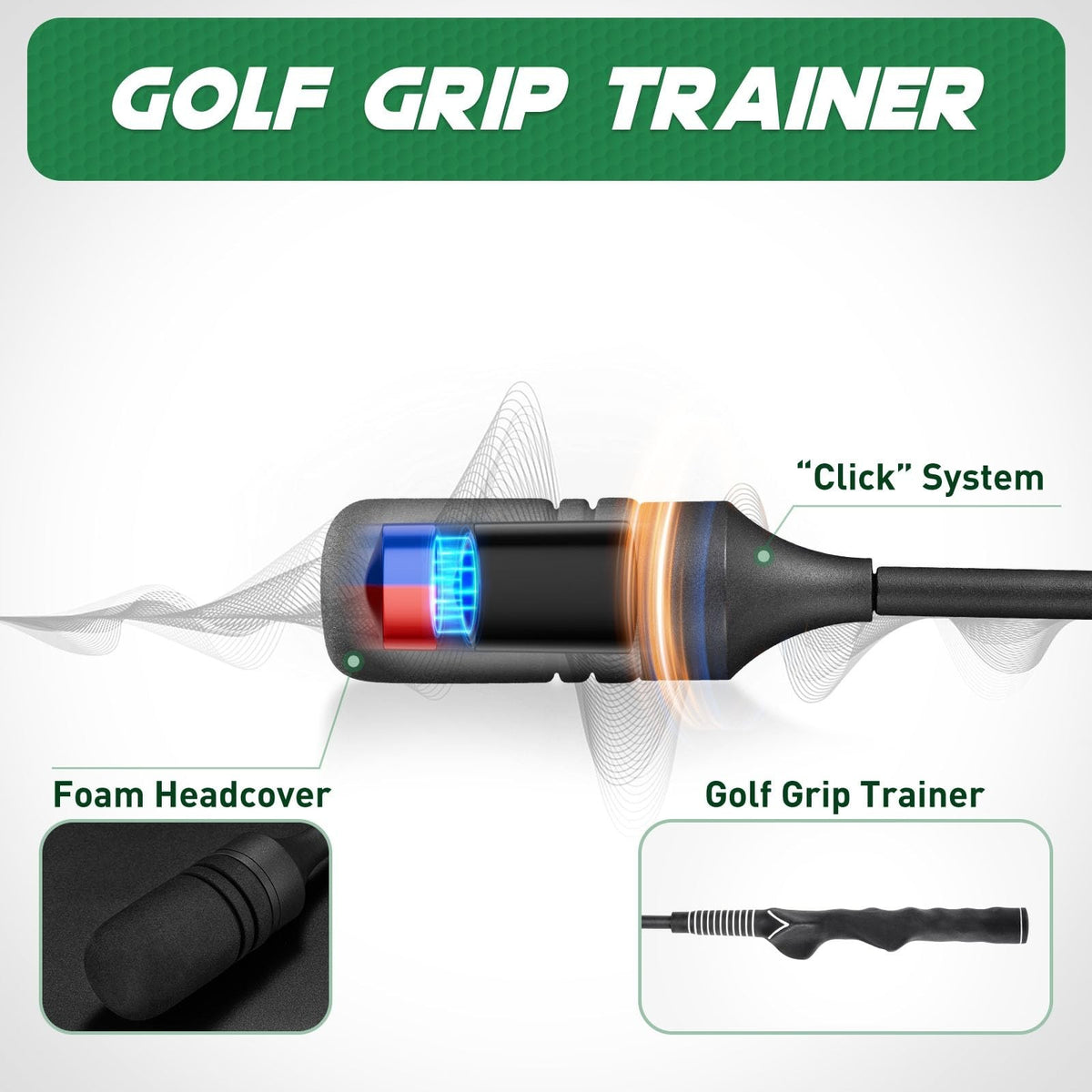 Golf Swing Trainer - Weighted Tempo Practice Aid with Sound Feedback