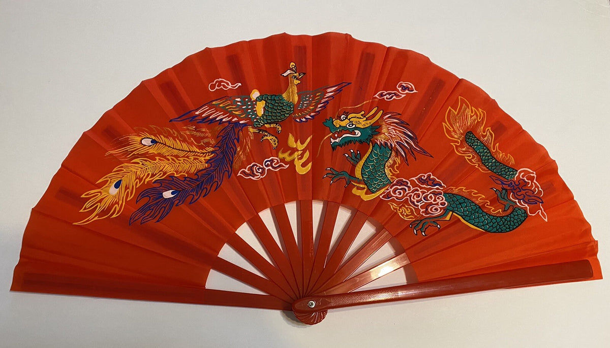 Red Plastic Kung Fu Tai Chi Training Fan for Martial Arts Practice