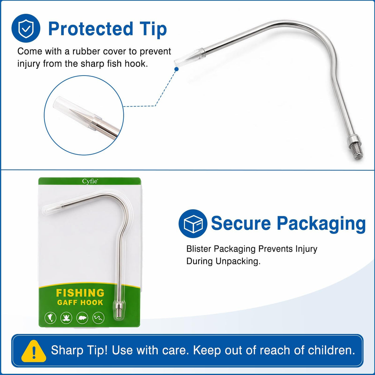 Stainless Steel Fish Gaff Hook Head for Fishing, Durable & Sharp