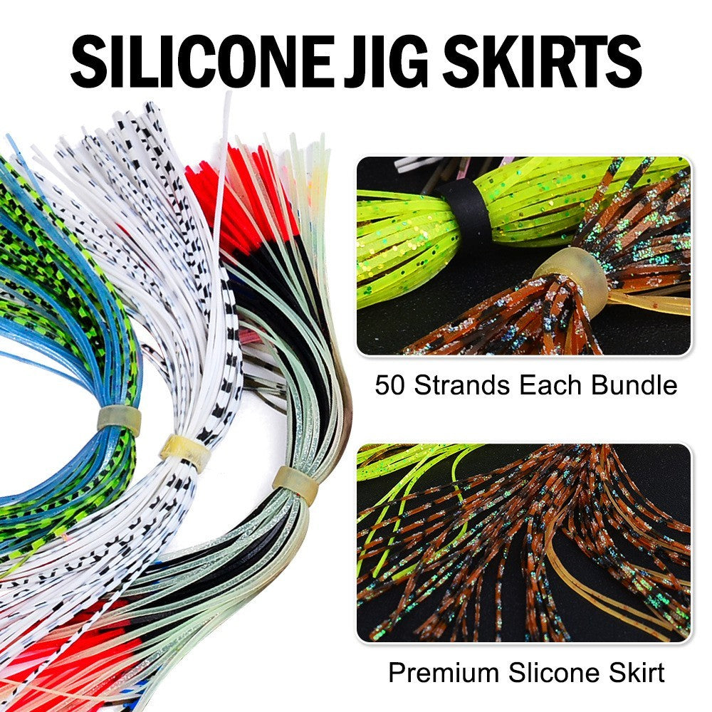 Silicone Fishing Jig Skirts - 30 Bundles, 50 Strands, 5.1in for Bass Lures