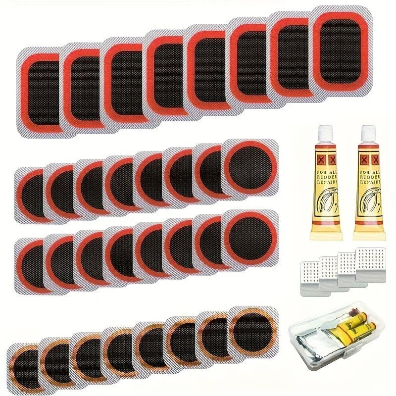 Bike Tire Repair Kit with Vulcanizing Patches and Repair Tools - Multiple Types