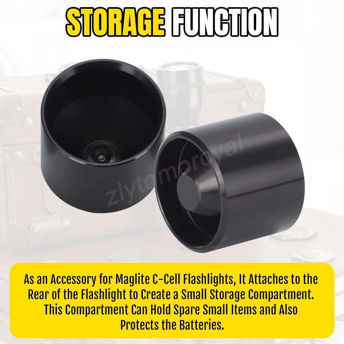 8 Pack Hidden Storage Cups for Maglite C Cell Flashlights - Anodized Aluminum Discreet Compartments