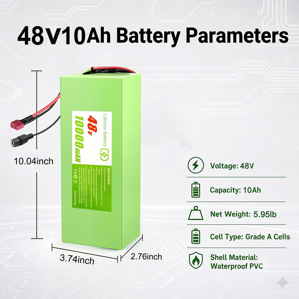 Electric Bicycle Battery Pack 36V 48V 52V 10Ah-30Ah for E-Bikes UL Certified