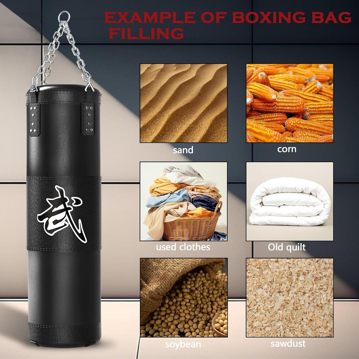 4ft Boxing Punching Bag Set with 12oz Gloves, Unfilled Heavy Training Bag for Home Gym