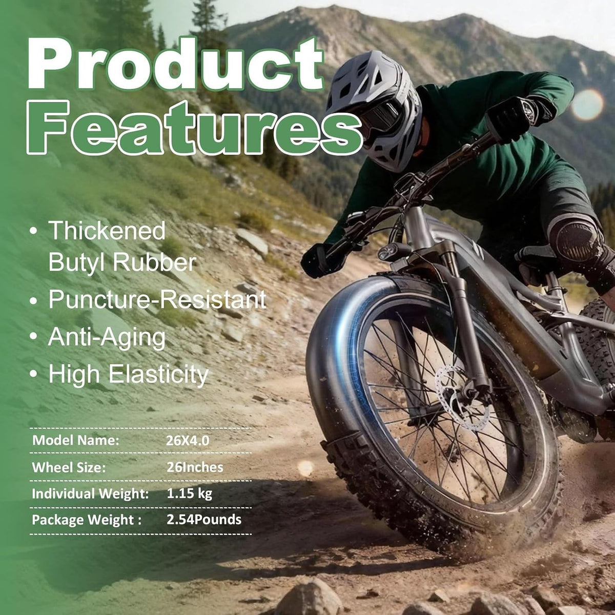 26x4.0 Fat Bike Inner Tube 2 Pack - Compatible with 26 Inch Fat Tires