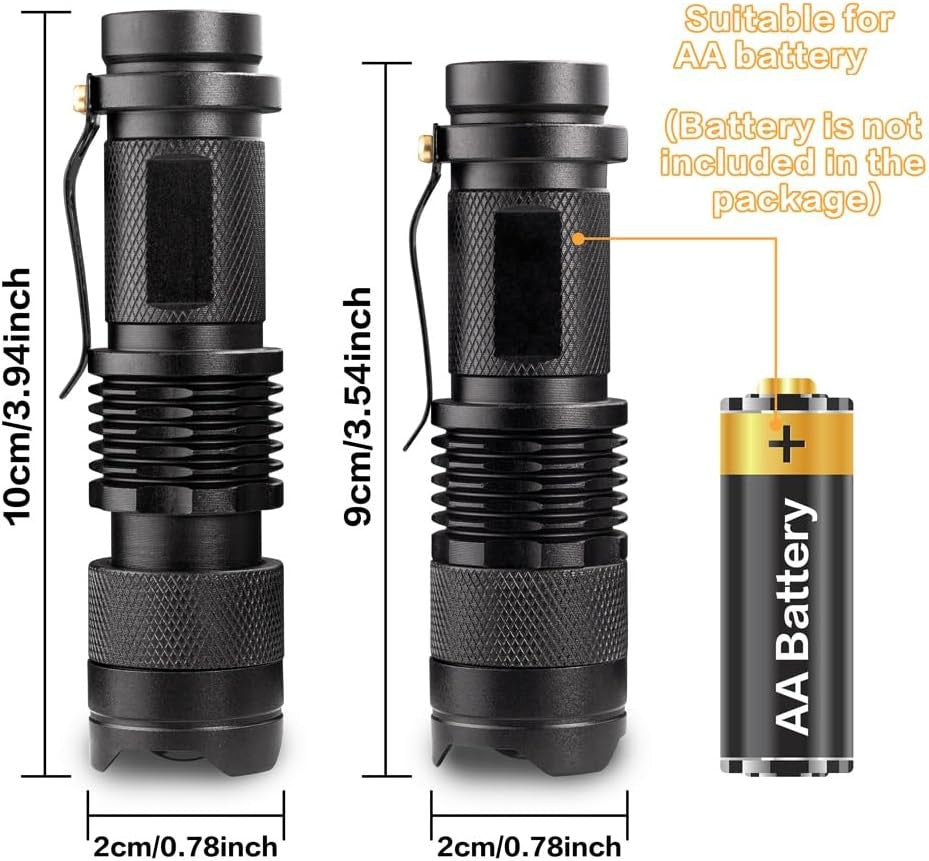 Red LED Flashlight 2 Pack Single Mode Zoomable Night Light for Animal Observation