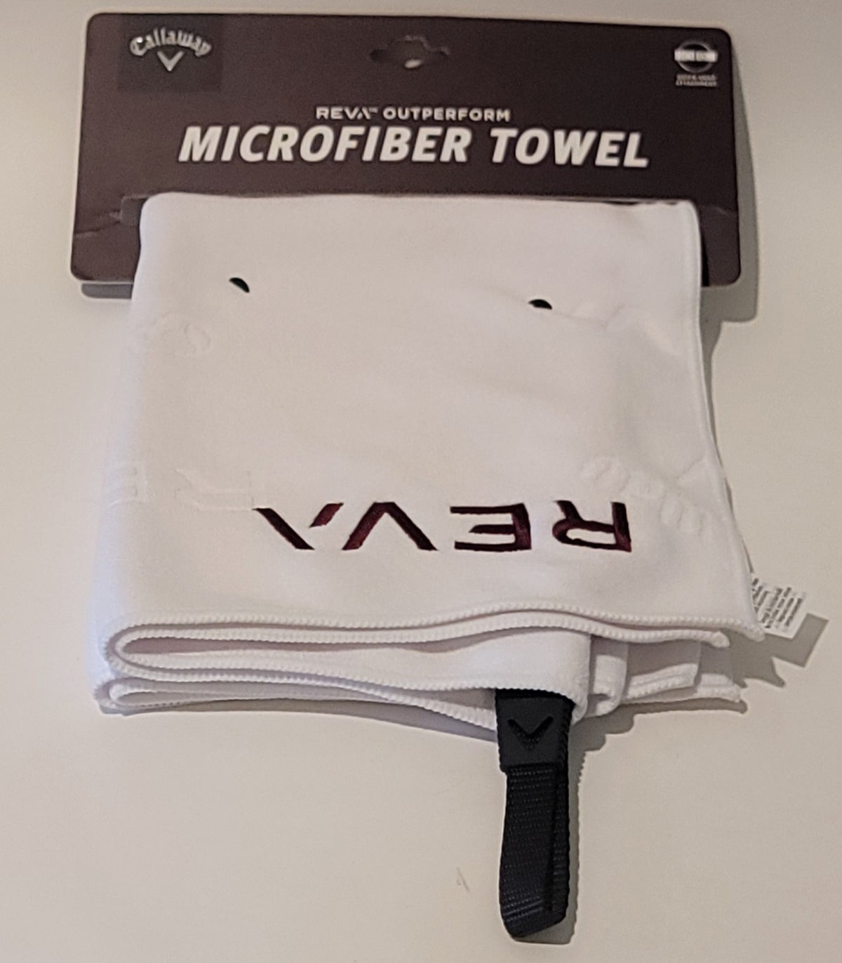 Callaway White Reva Microfiber Golf Towel 30x20 Embroidered Performance