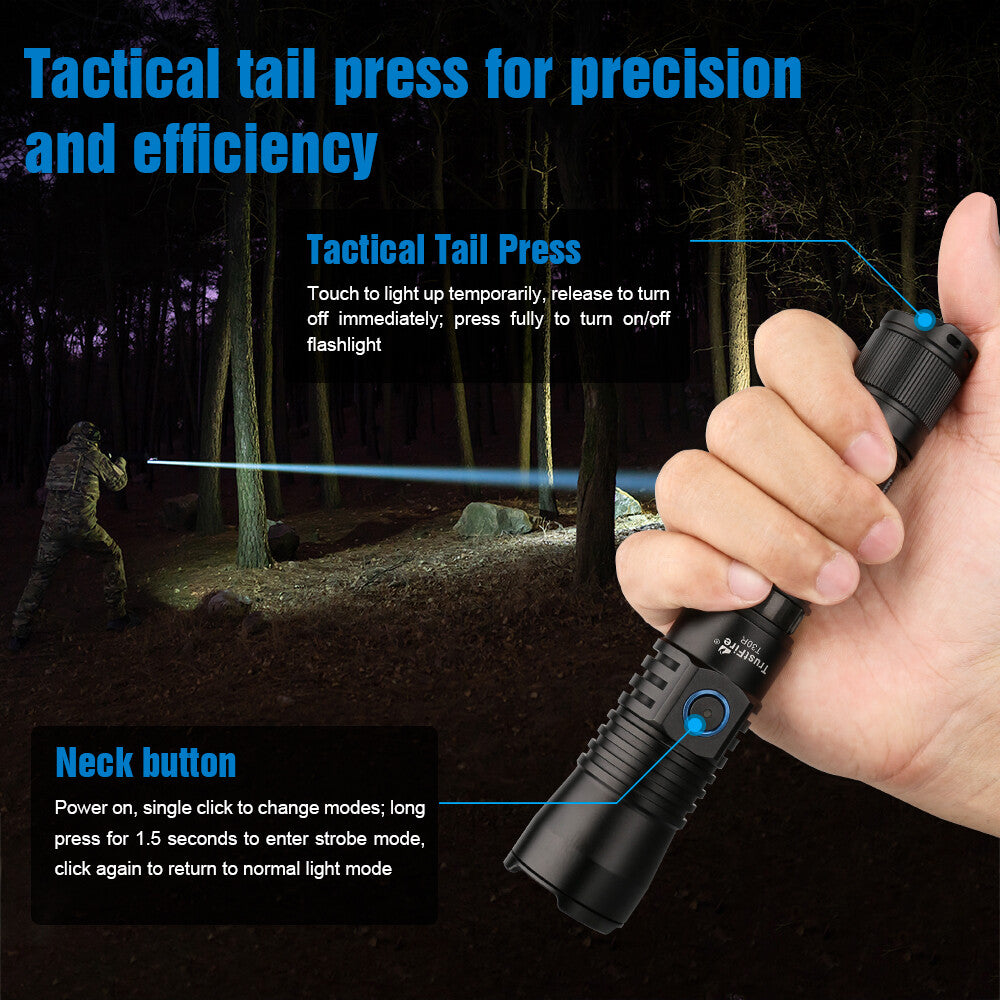 High-Brightness Tactical Laser Flashlight 1100m Range USB-C Rechargeable