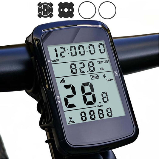 Wireless GPS Bike Computer with 2.4-Inch LCD Waterproof Cycle Speedometer