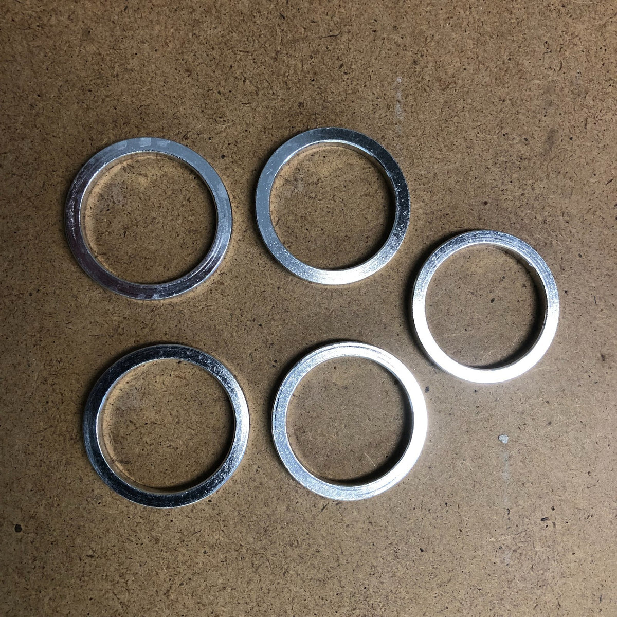 Bicycle Alloy Headset Spacers 1-1/8 Inch Varying Sizes 5 Pack Silver