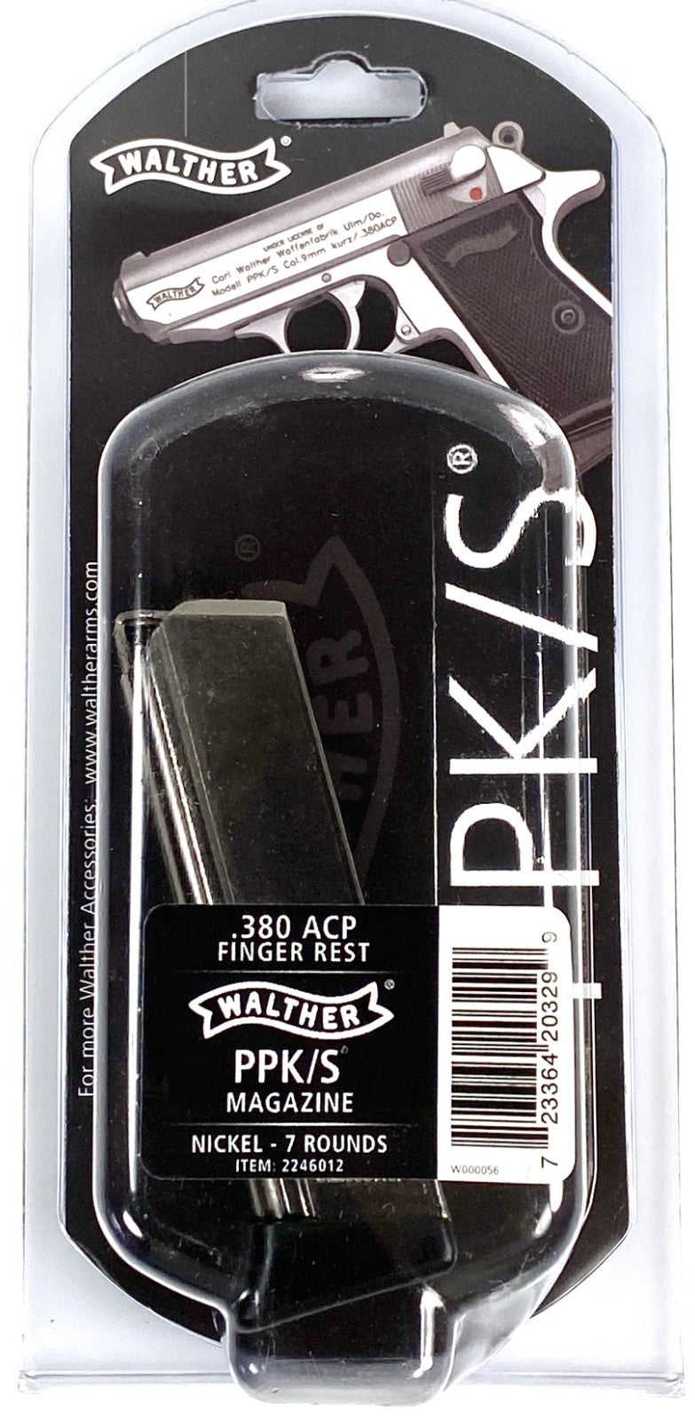 Walther PPK/S .380 ACP Nickel Magazine 7 Rounds with Finger Rest - 2 Pack