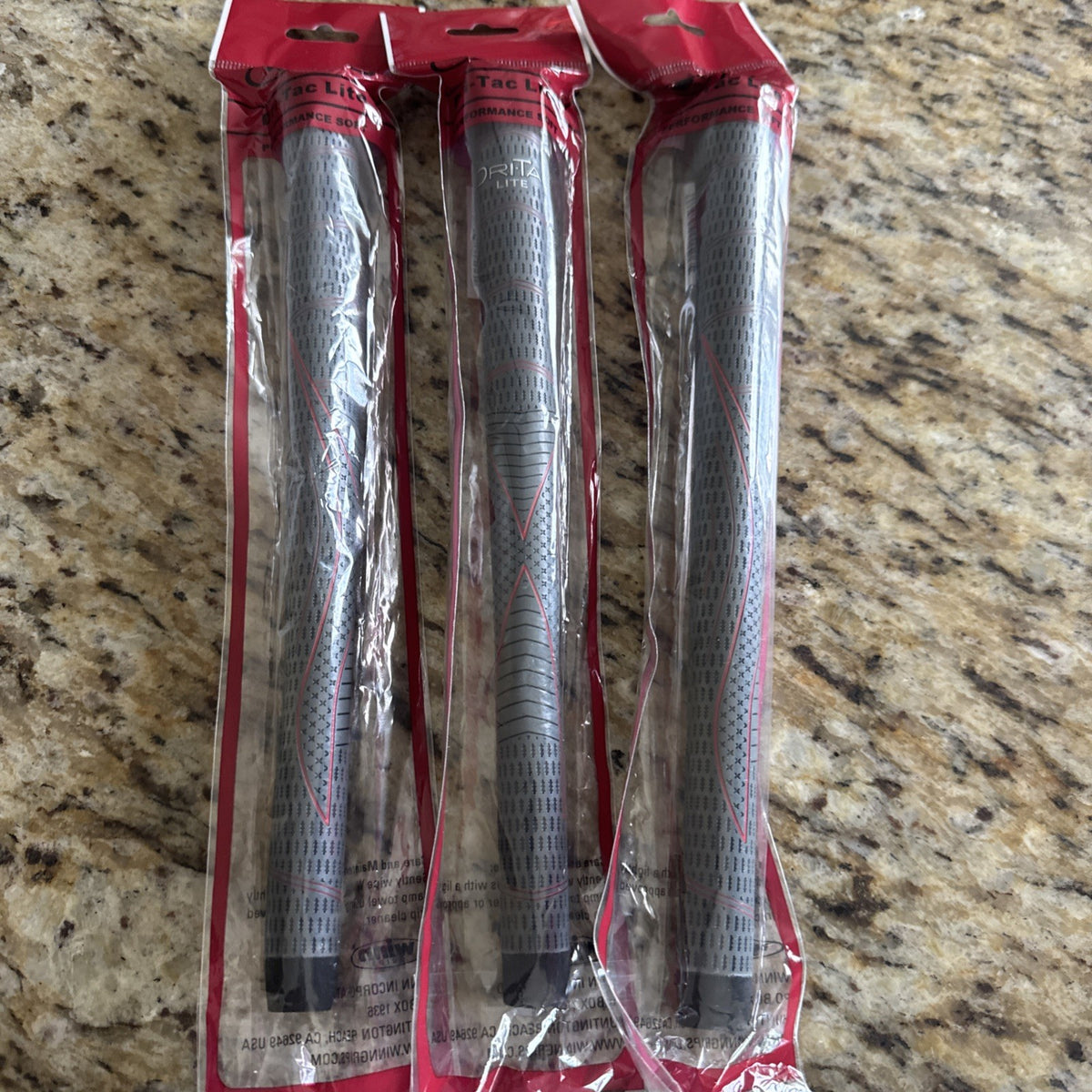 Golf Grip Grey Red 3 Pack Dri-Tac Lite Standard Replacement Grips