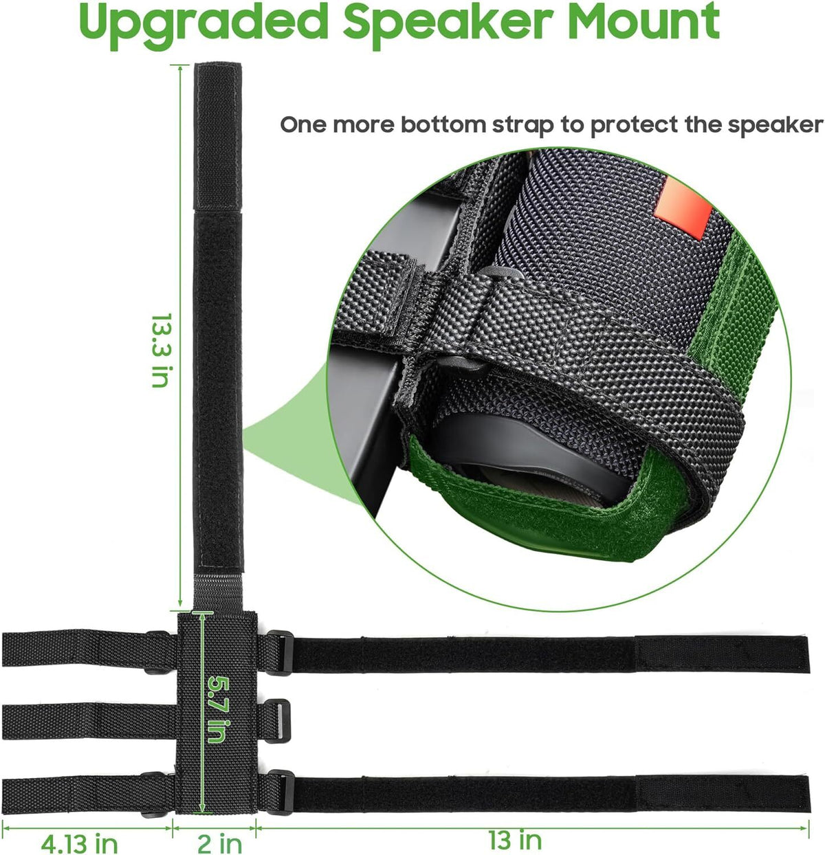 Portable Speaker Mount with Adjustable Strap for Golf Cart Bike ATV
