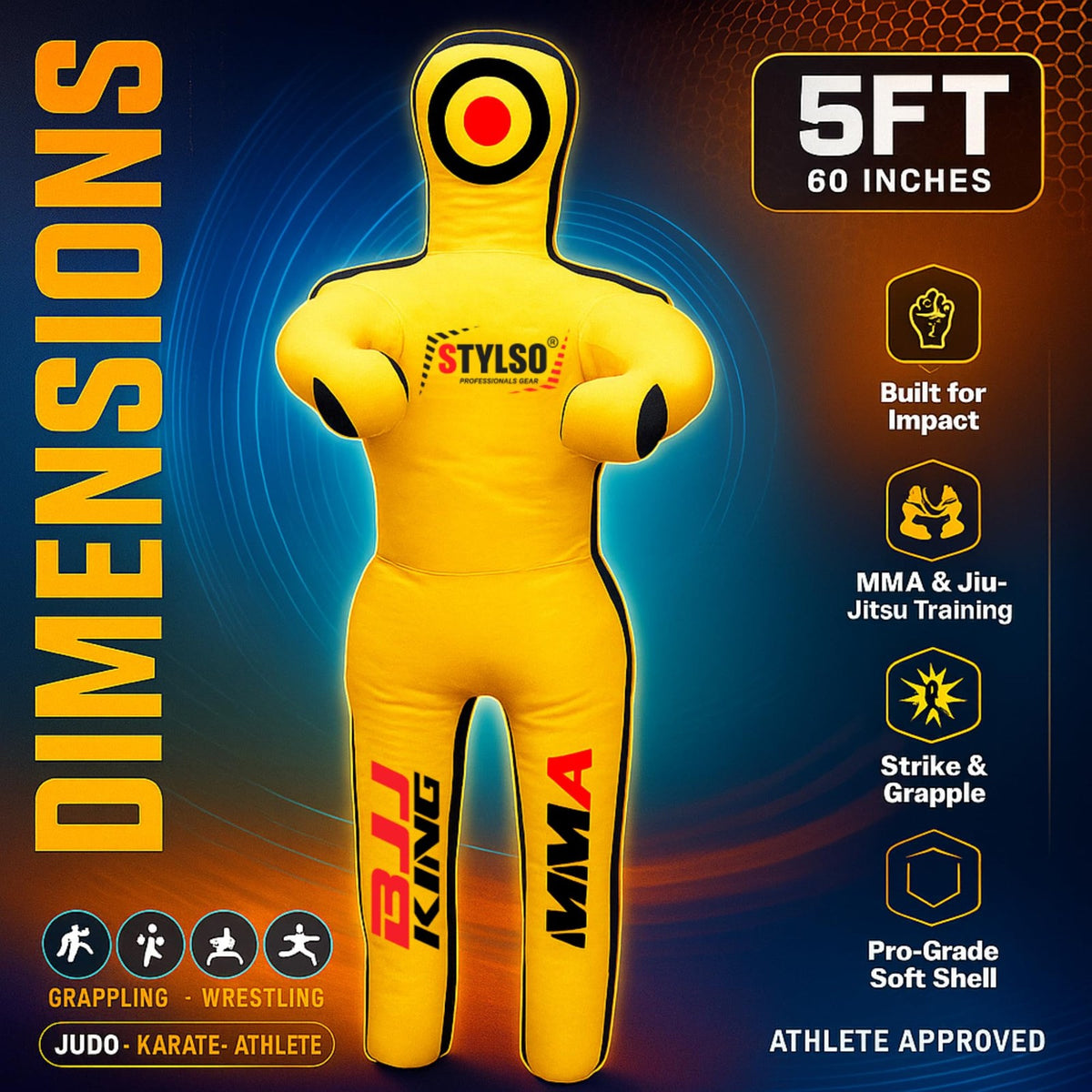 Adult Life-Size Grappling Dummy for Martial Arts Training - Heavy Duty, Unfilled