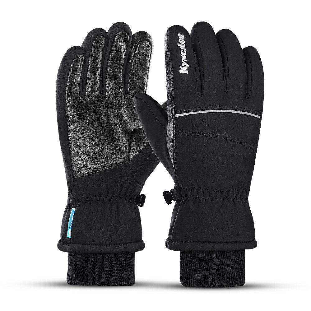 Winter Waterproof Ski Gloves with Fleece Liner Deerskin Suede for Cold Weather