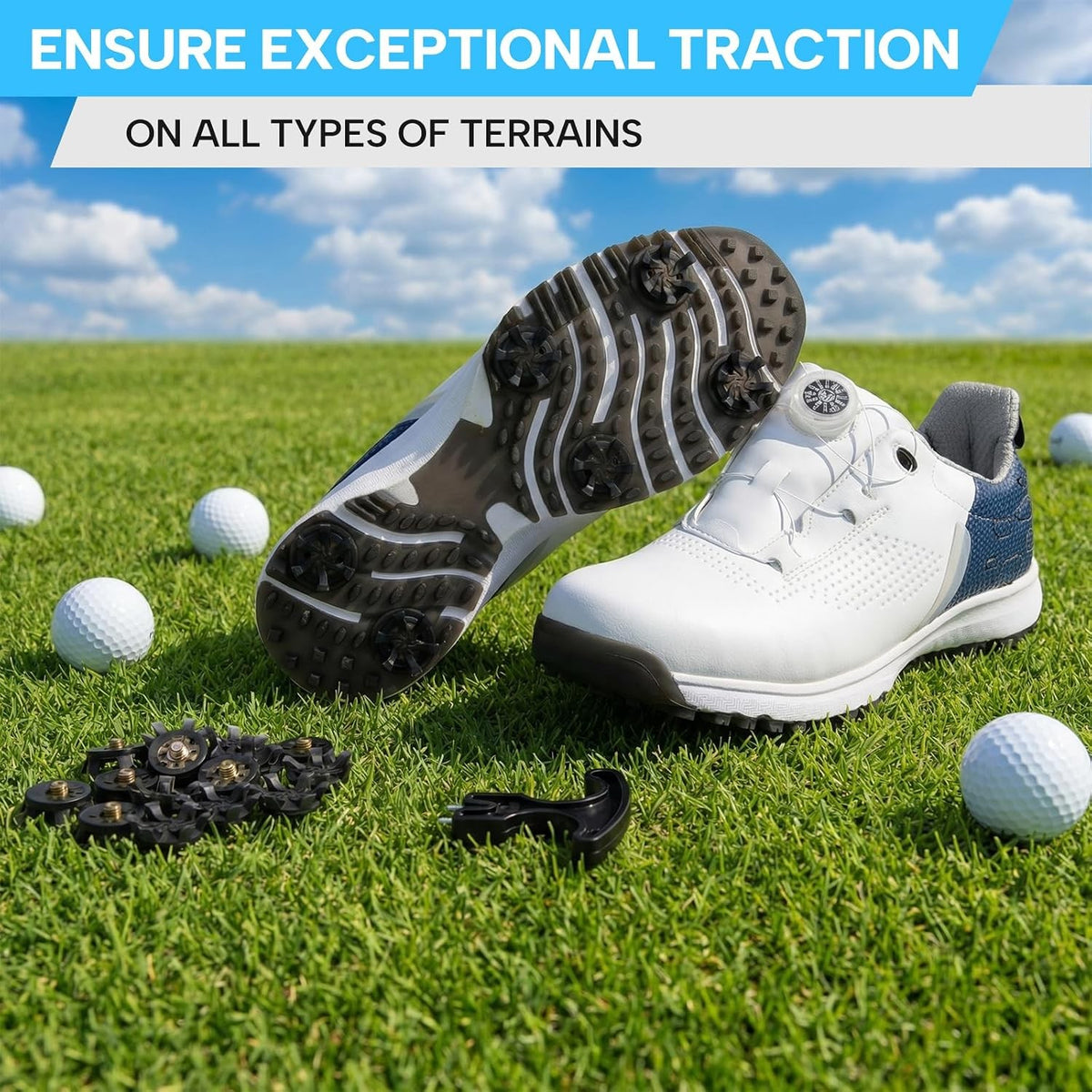 Golf Shoe Spikes Replacement Set Black TPU Metal 6mm Threaded Cleats Kit