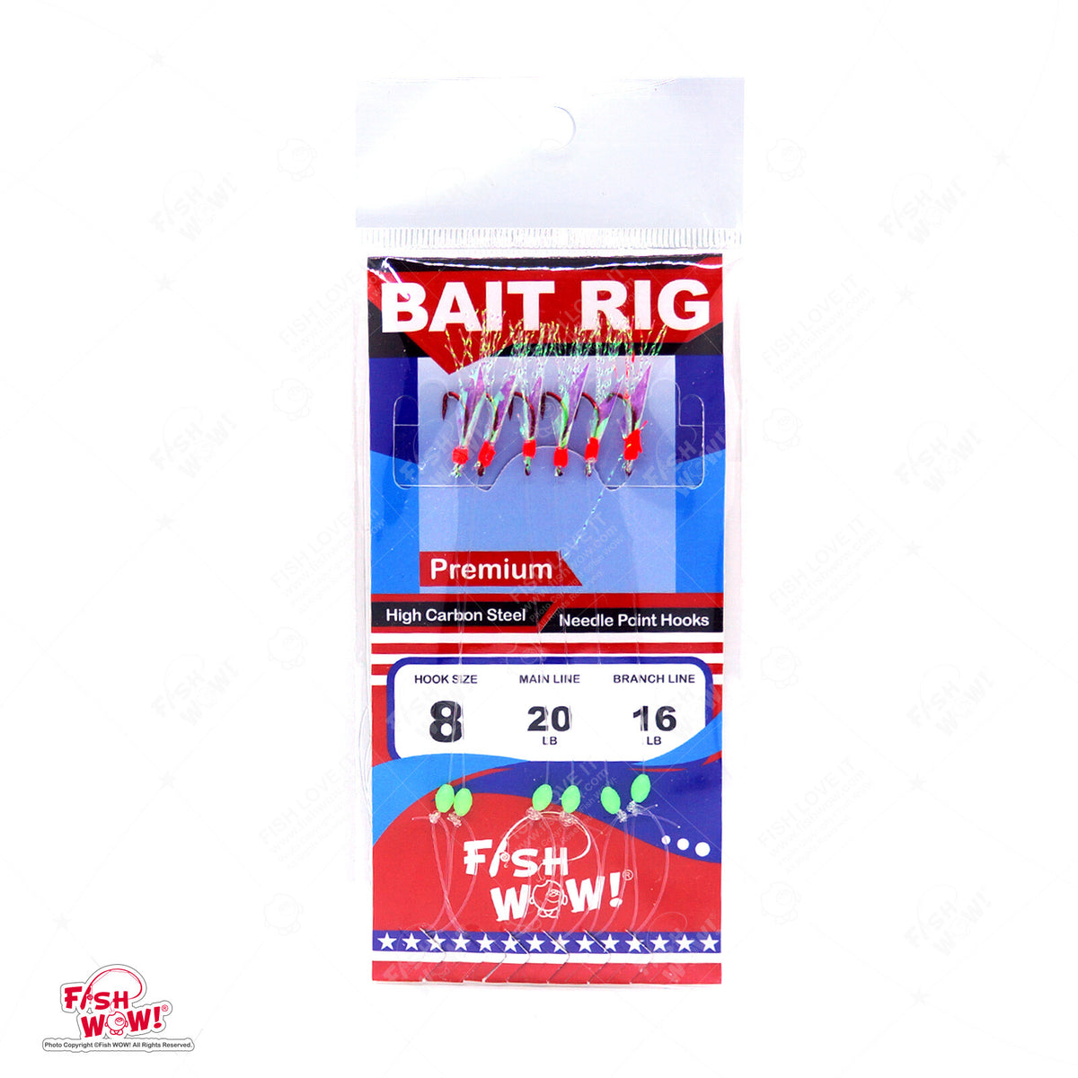 Fishing Sabiki Rig with Multiple Hooks for Bait Catching - Size Varieties