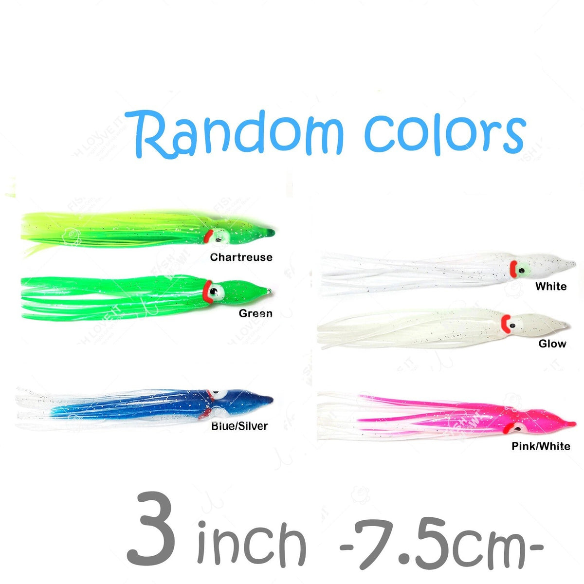 Fish WOW! 3-Inch Squid Skirt Soft Lures for Fishing - Multiple Colors & Quantities