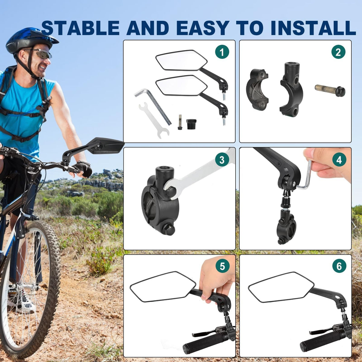 Bike Mirrors with 360-Degree Rotation Handlebar Rearview Mirror