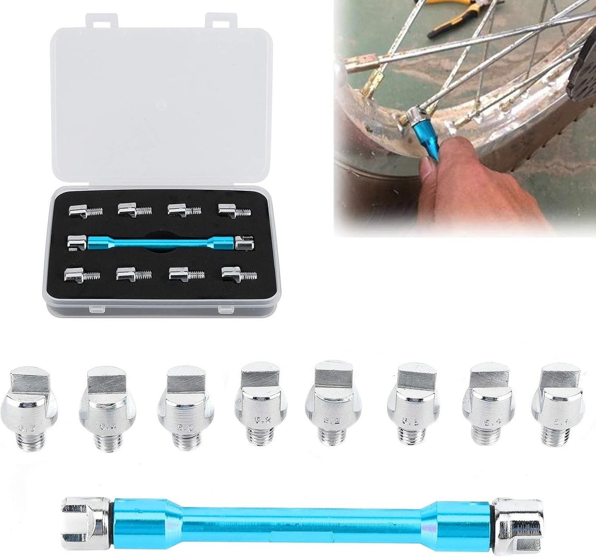 Motorcycle Spoke Wrench Set 5068mm - Universal Wheel Rim Tool for Dirt Bikes
