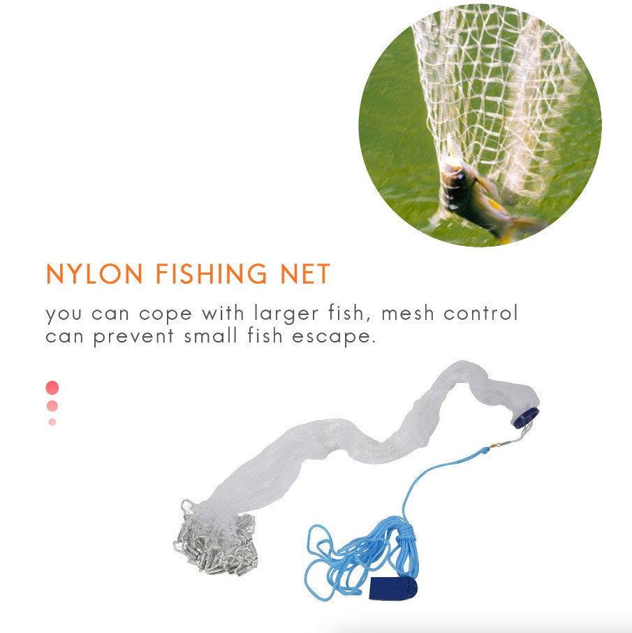 Fishing Cast Net - Heavy Duty Nylon Mesh Bait Net for Anglers